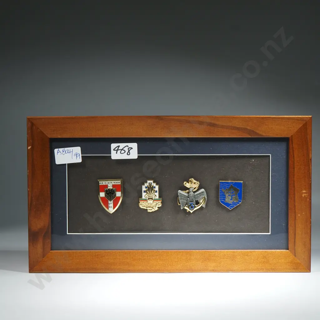 Four French Badges in Wooden Frame  Image 1++