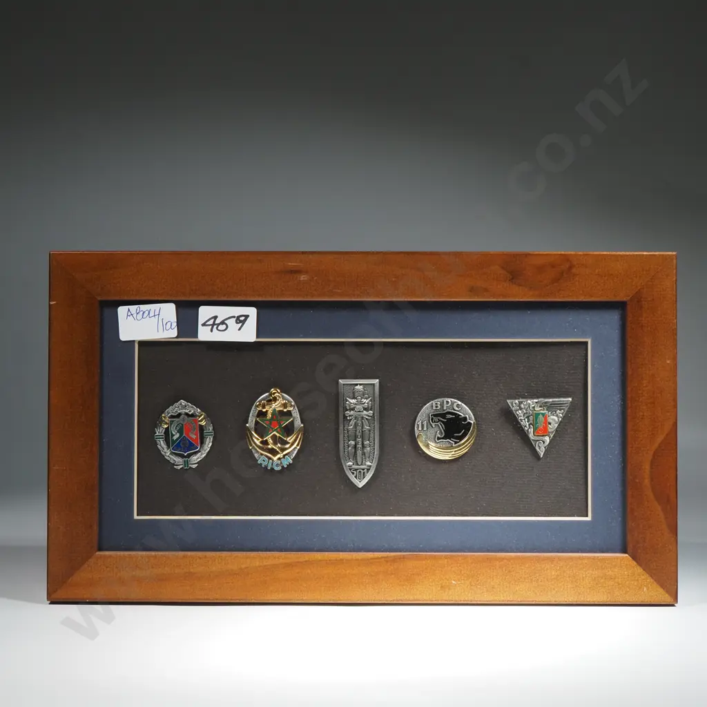Five French Badges in Wooden Frame  Image 1++