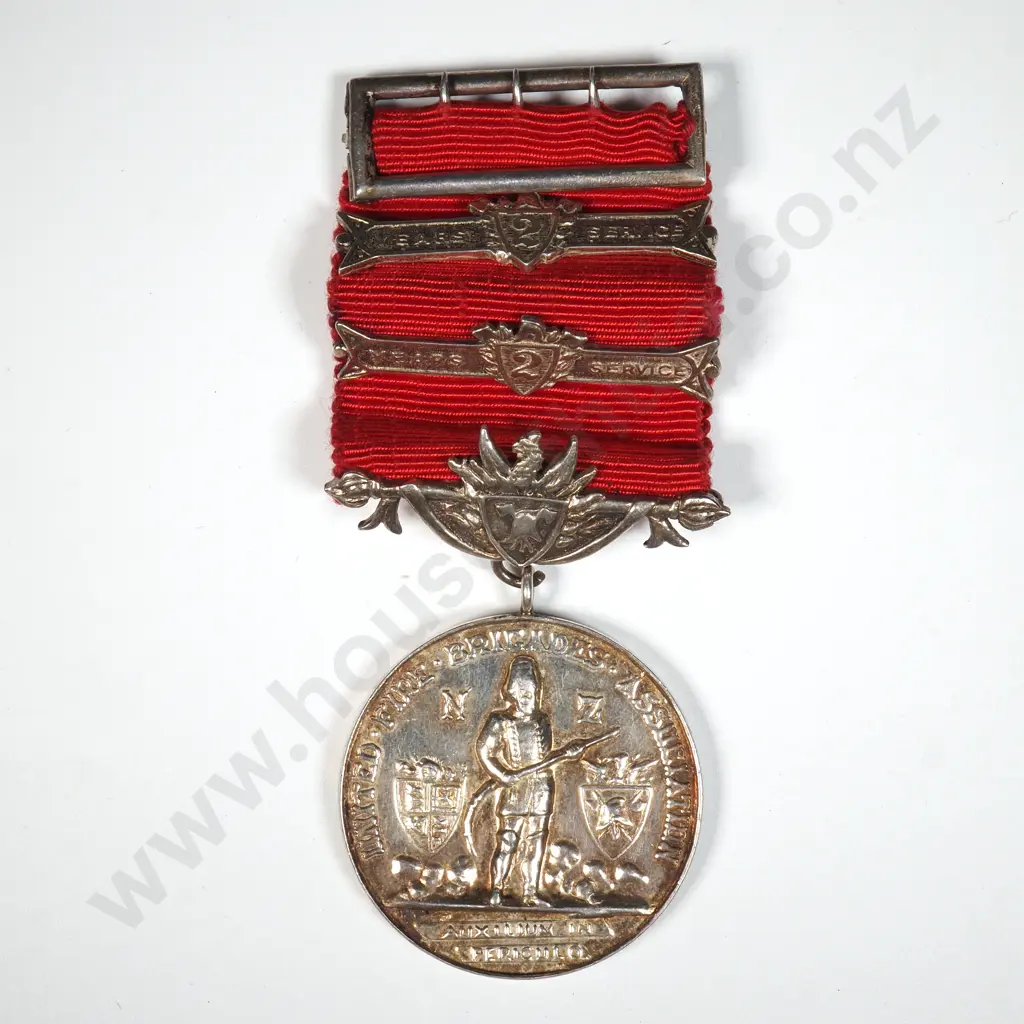 1965 UFBA Sterling Silver Five Year Service Medal Named to Fireman C J Henry by Upper Hutt Image 1++