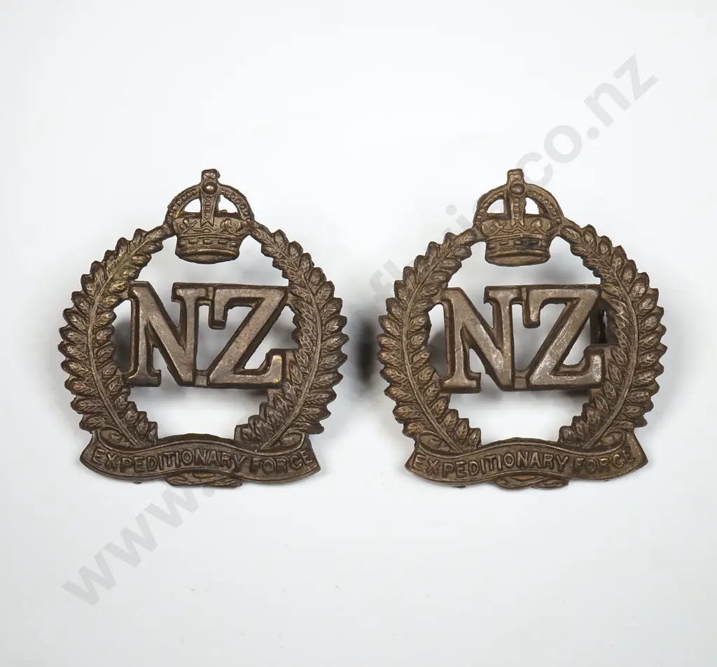 Two WW1 Bronzed NZEF Collar Tabs  Image 1++