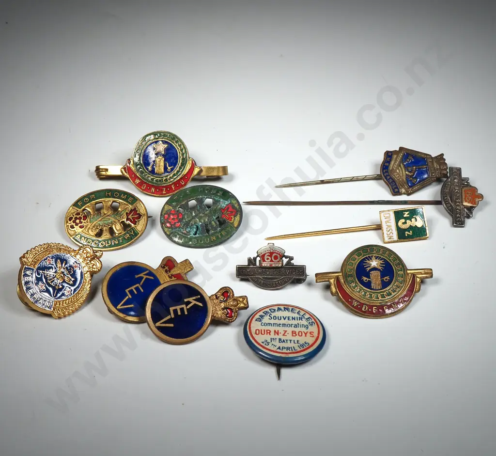 Assorted Lot of 12 New Zealand Badges / Association Pins - Military Related Image 1++