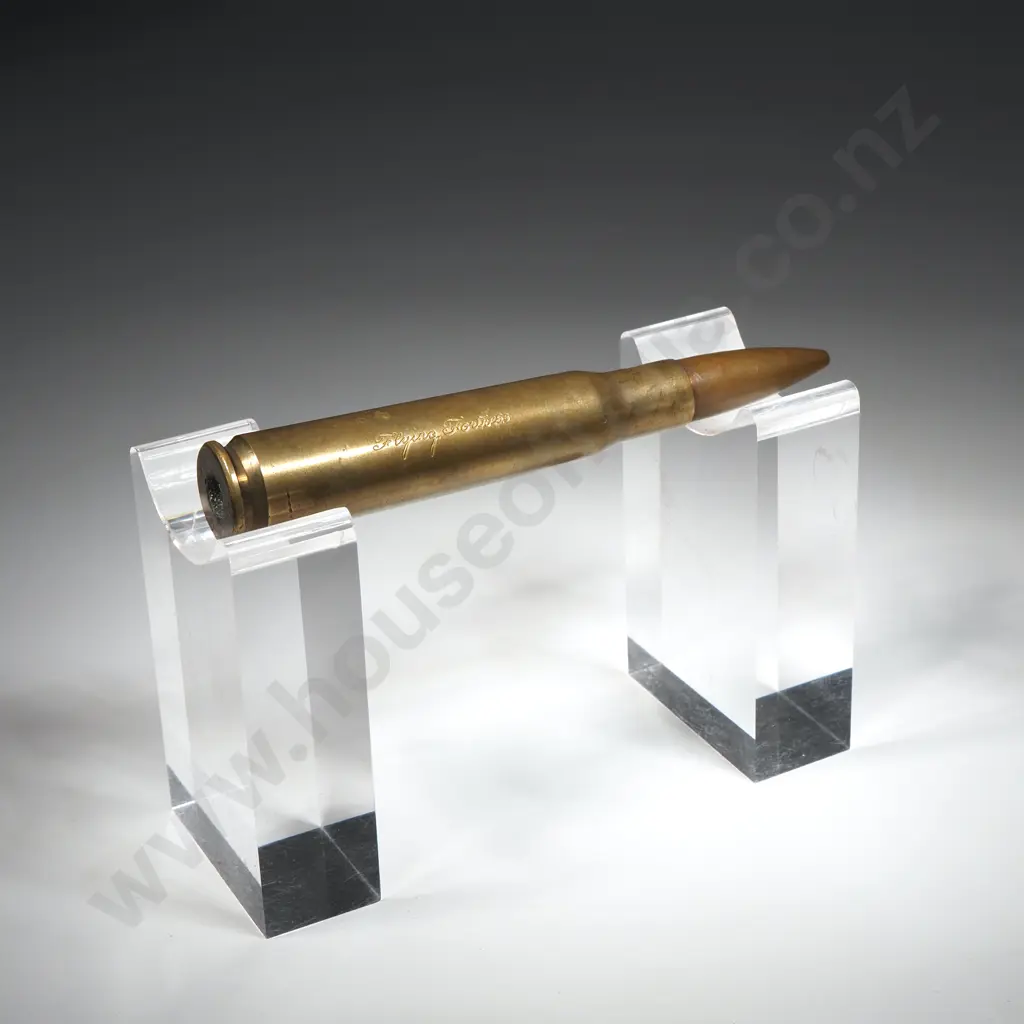 1941 Dated 50. Cal Bullet - Engraved "Crashed at Whenuapai  9 - 6 - 42" Image 1++