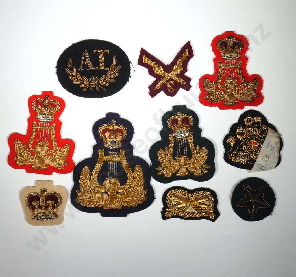 Ten British Military Warrant Officers Bullion Badges. Image 1++