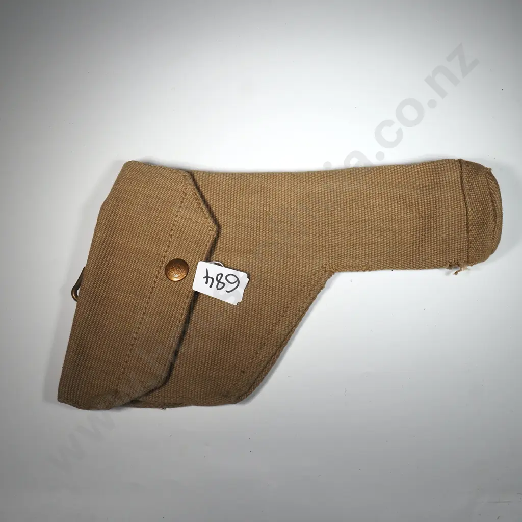 British 1937 Pattern Webbing Service Pistol Holder In Khaki Canvas. M.E Co 1842A Image 1++