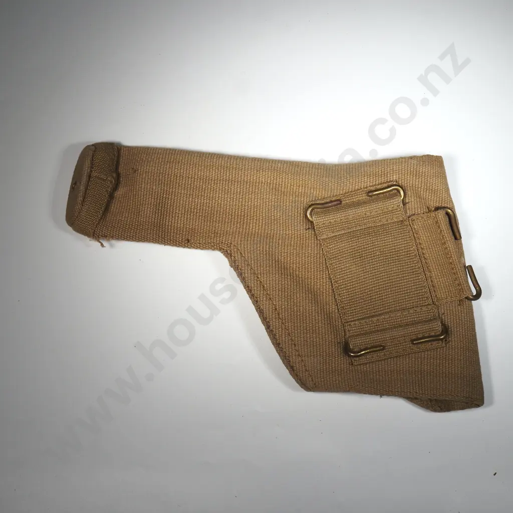 British 1937 Pattern Webbing Service Pistol Holder In Khaki Canvas. M.E Co 1842A Image 1++