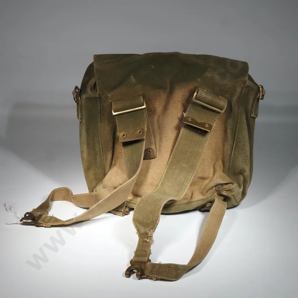 1941 WW11 Cotton Canvas Haversack. Manufacturers Initials & Dated M.E.Co  1941 Image 1++
