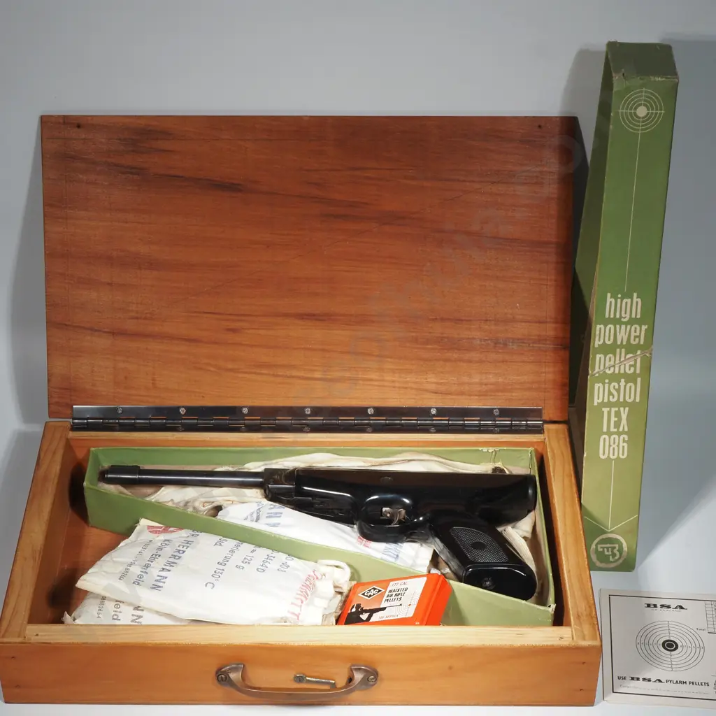 High Power Pellet Pistol TEX 086 in Wooden Box Image 1++