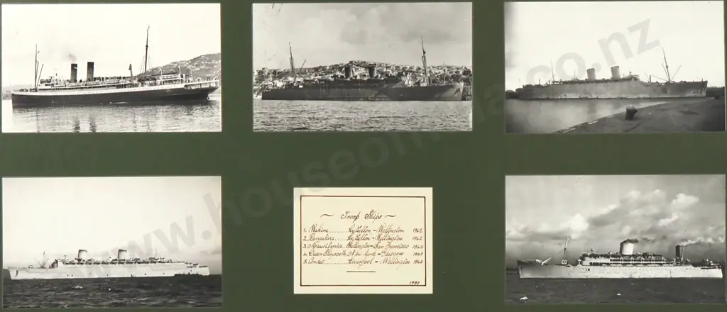 Framed Photograph of Five Troop Ships  Image 1++
