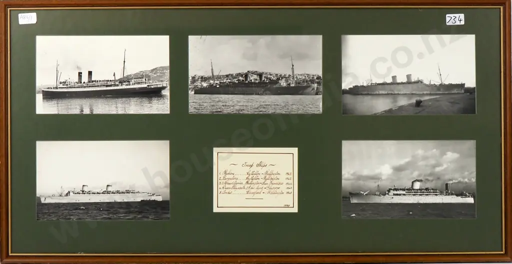Framed Photograph of Five Troop Ships  Image 1++