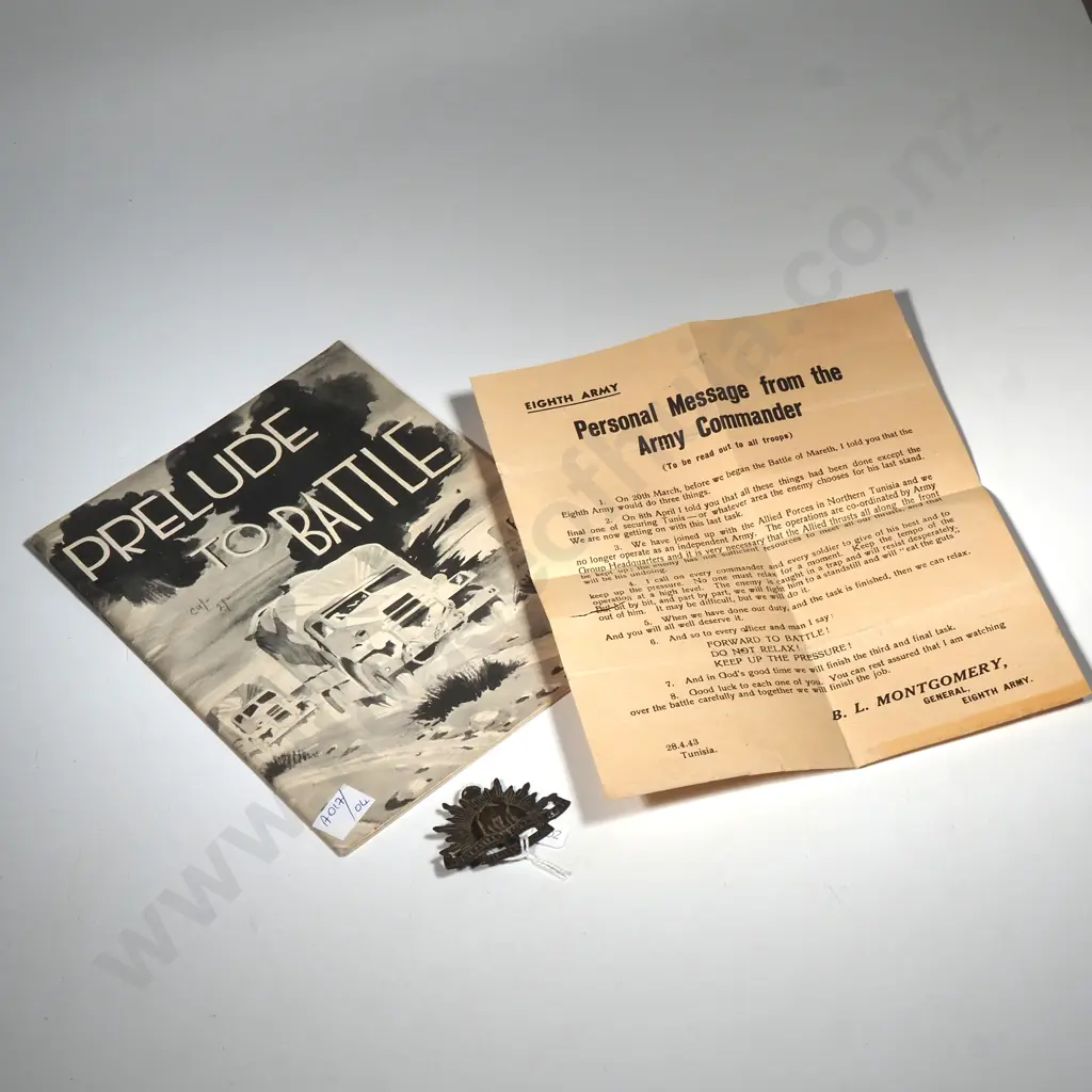 'Prelude to Battle' 1942, Illustrated by Peter McIntyre, & Montgomery Memo to Eight Army 28.04.43 Tunisia. Image 1++
