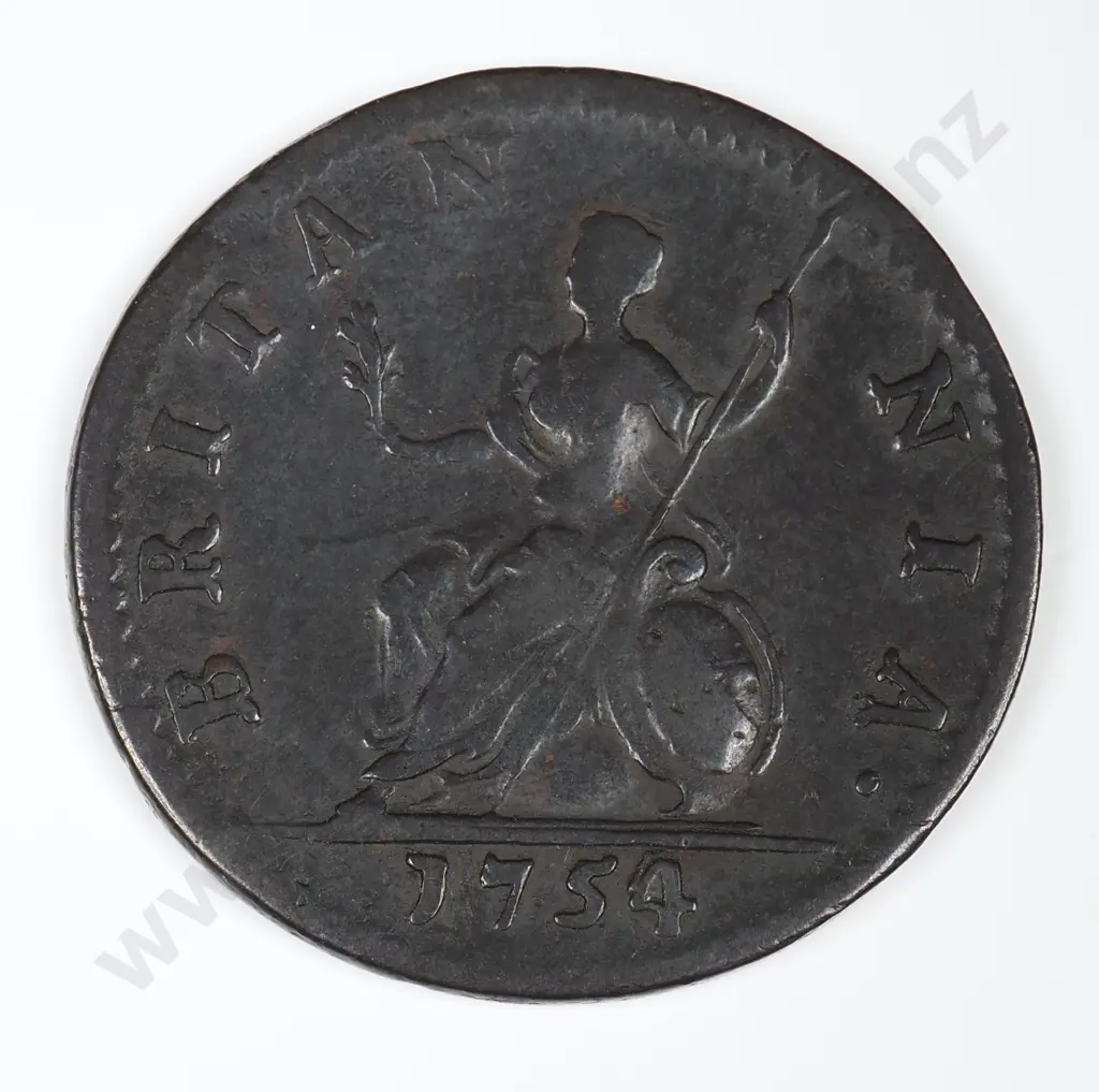 Farthing: 1754 Over 0 - Fine Image 1++