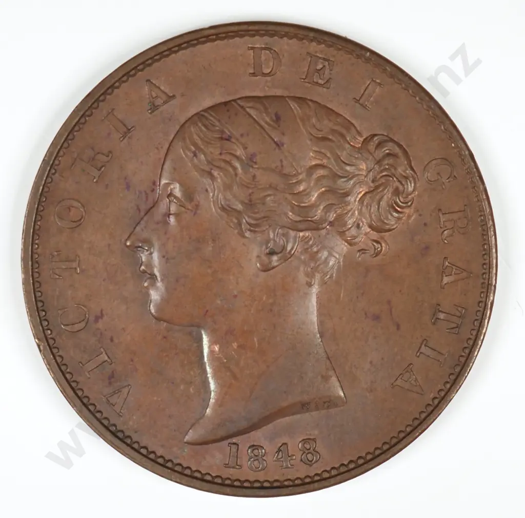 Halfpenny: 1848 Over 7 - Extremely Fine Image 1++