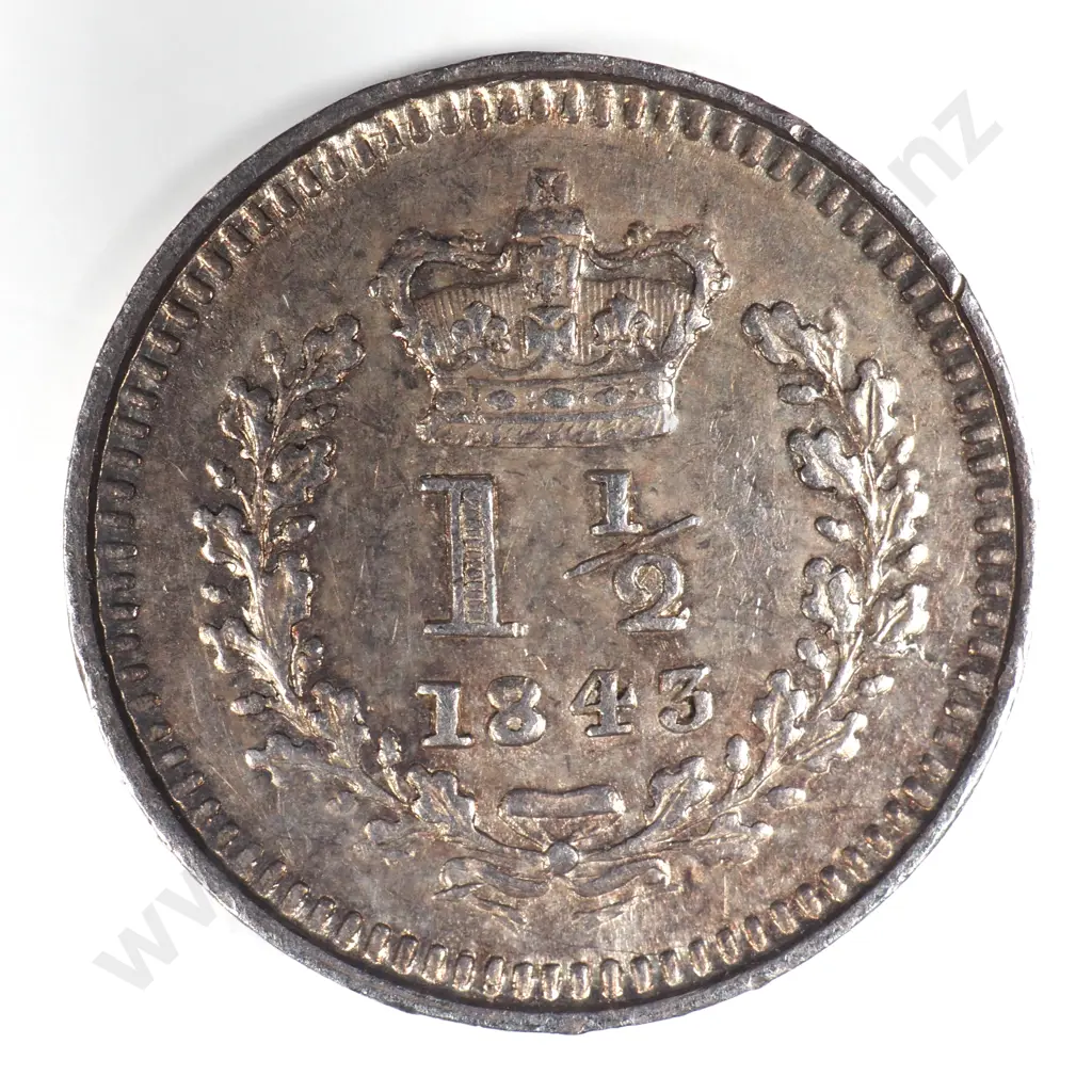 Three-halfpence: 1843 - Extremely Fine Image 1++