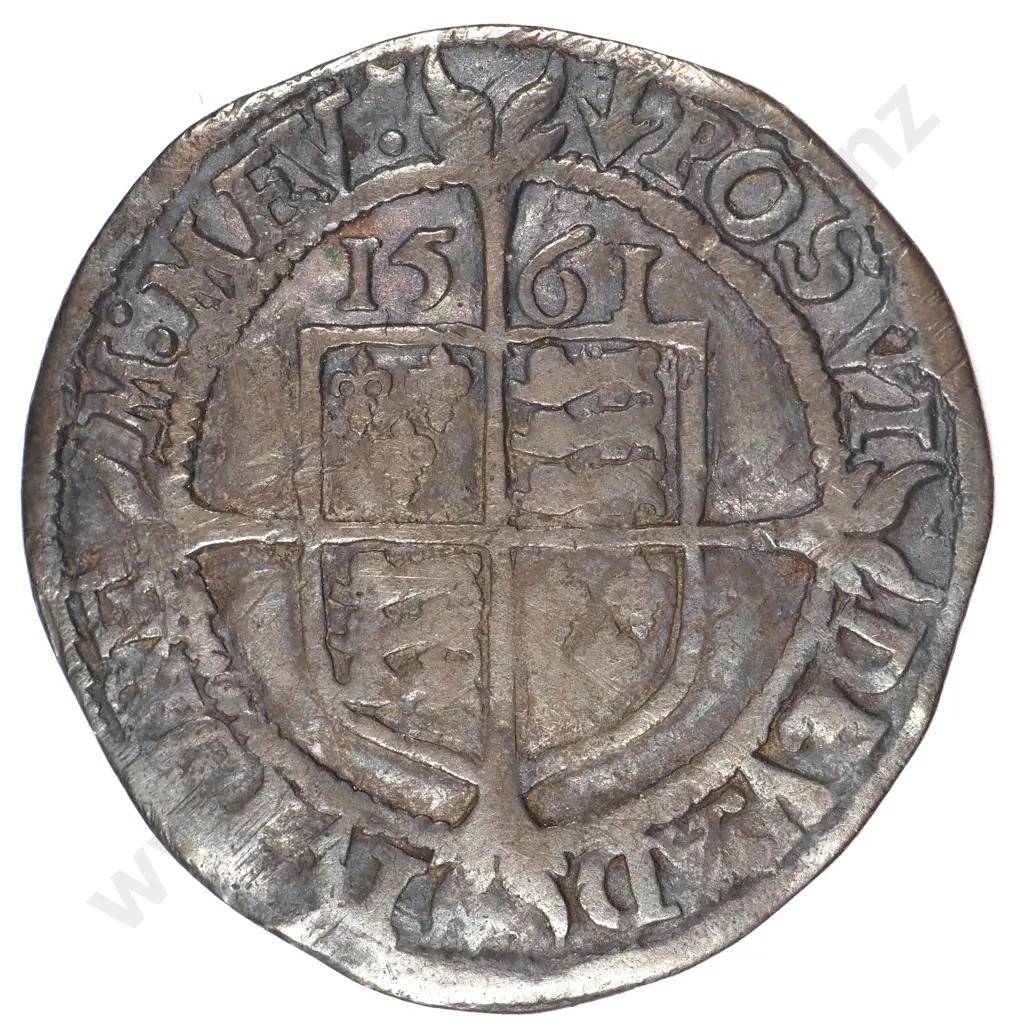 Threepence: 1561, Elizabeth I, Pheon Mintmark - Fine Image 1++