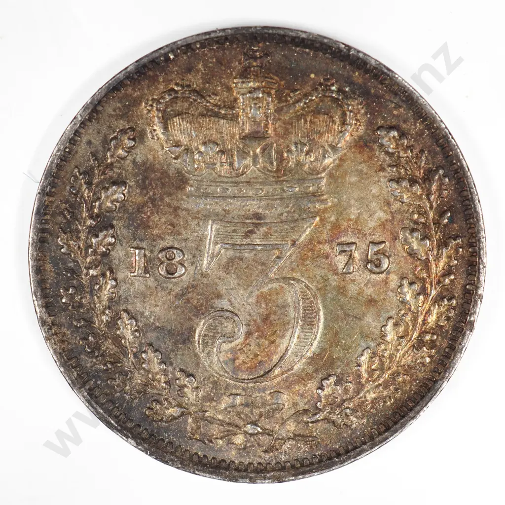 Threepence: 1875 - Almost Uncirculated ( Scratch Obverse ) Image 1++