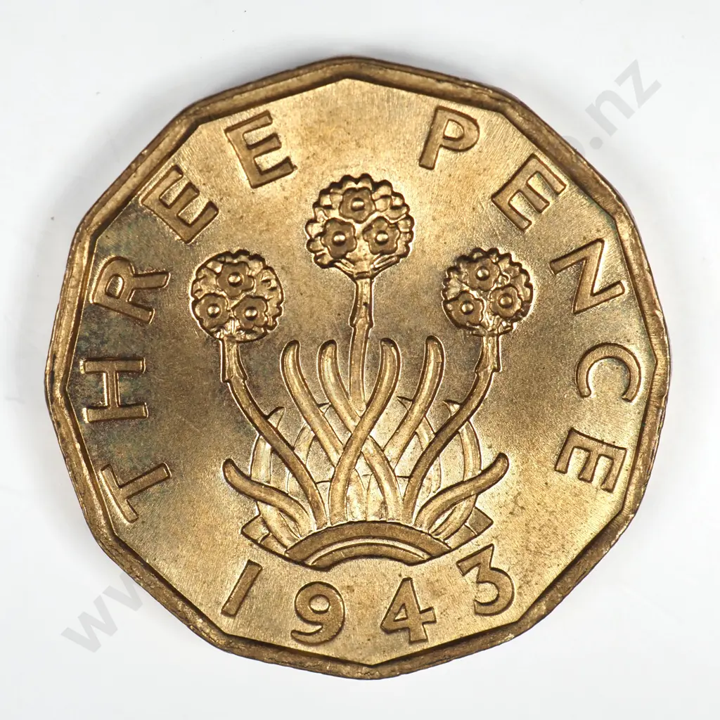 Threepence: 1943 Brass - Uncirculated Image 1++