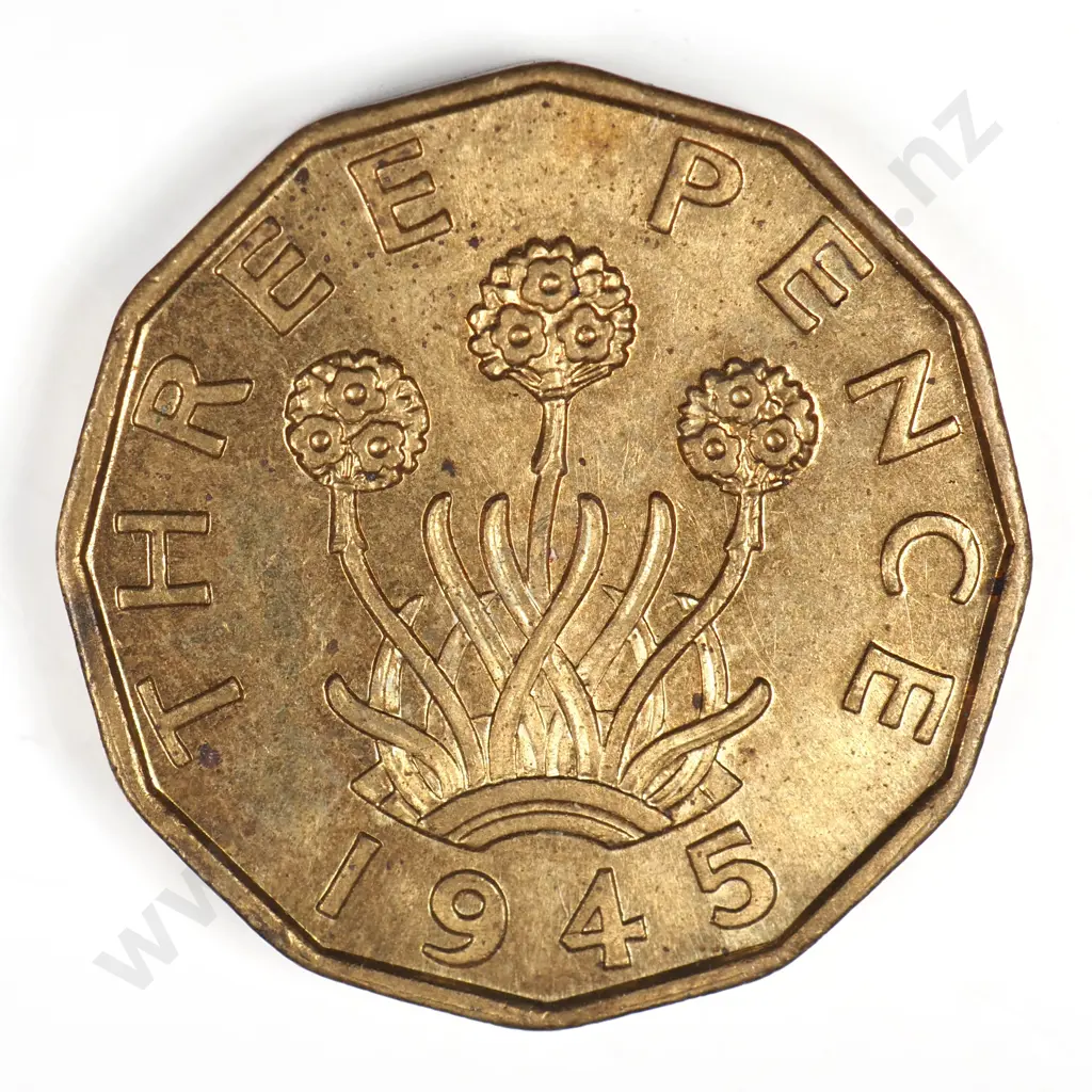 Threepence: 1945 Brass - Uncirculated Image 1++