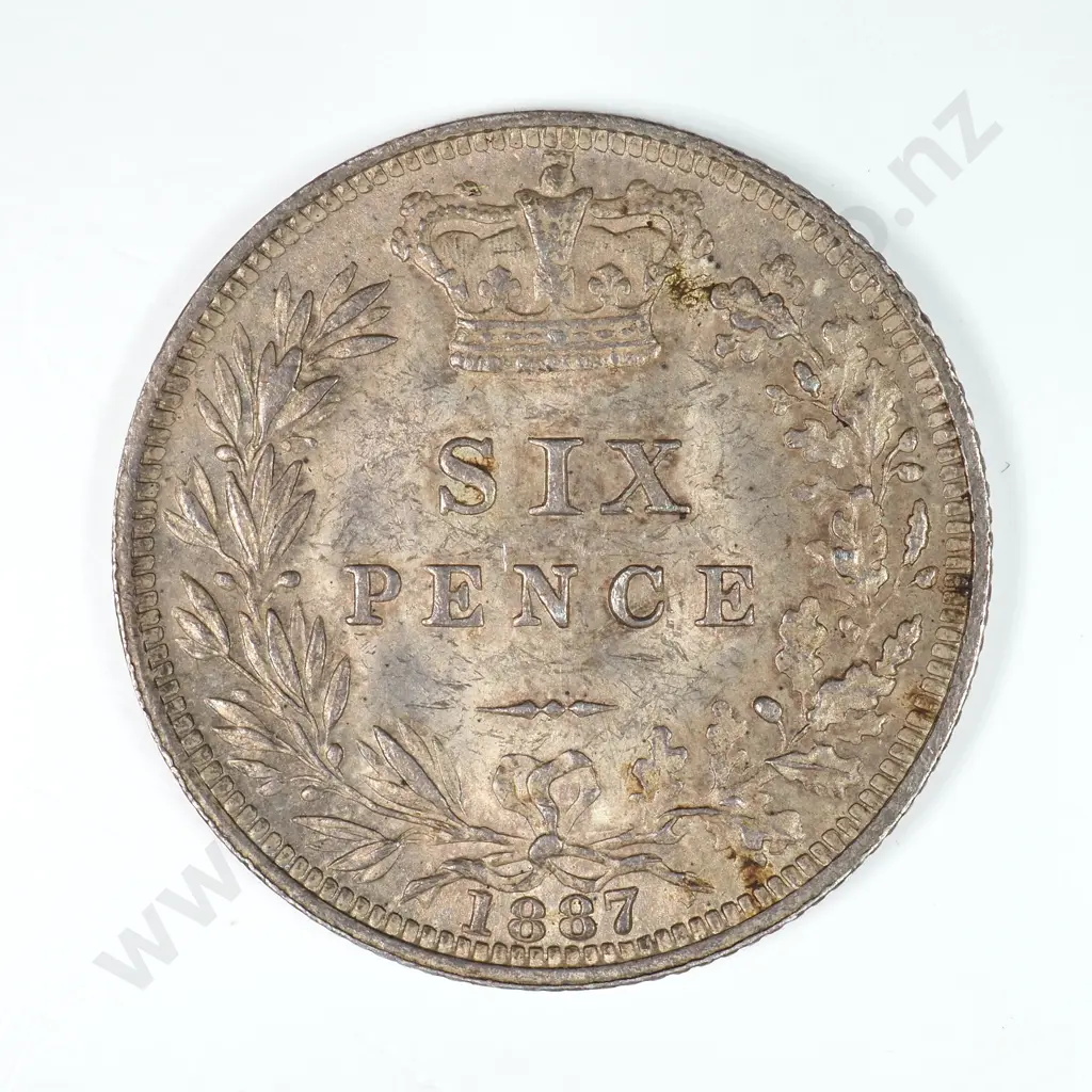Sixpence: 1887 Young Head Victoria - Almost Uncirculated Image 1++