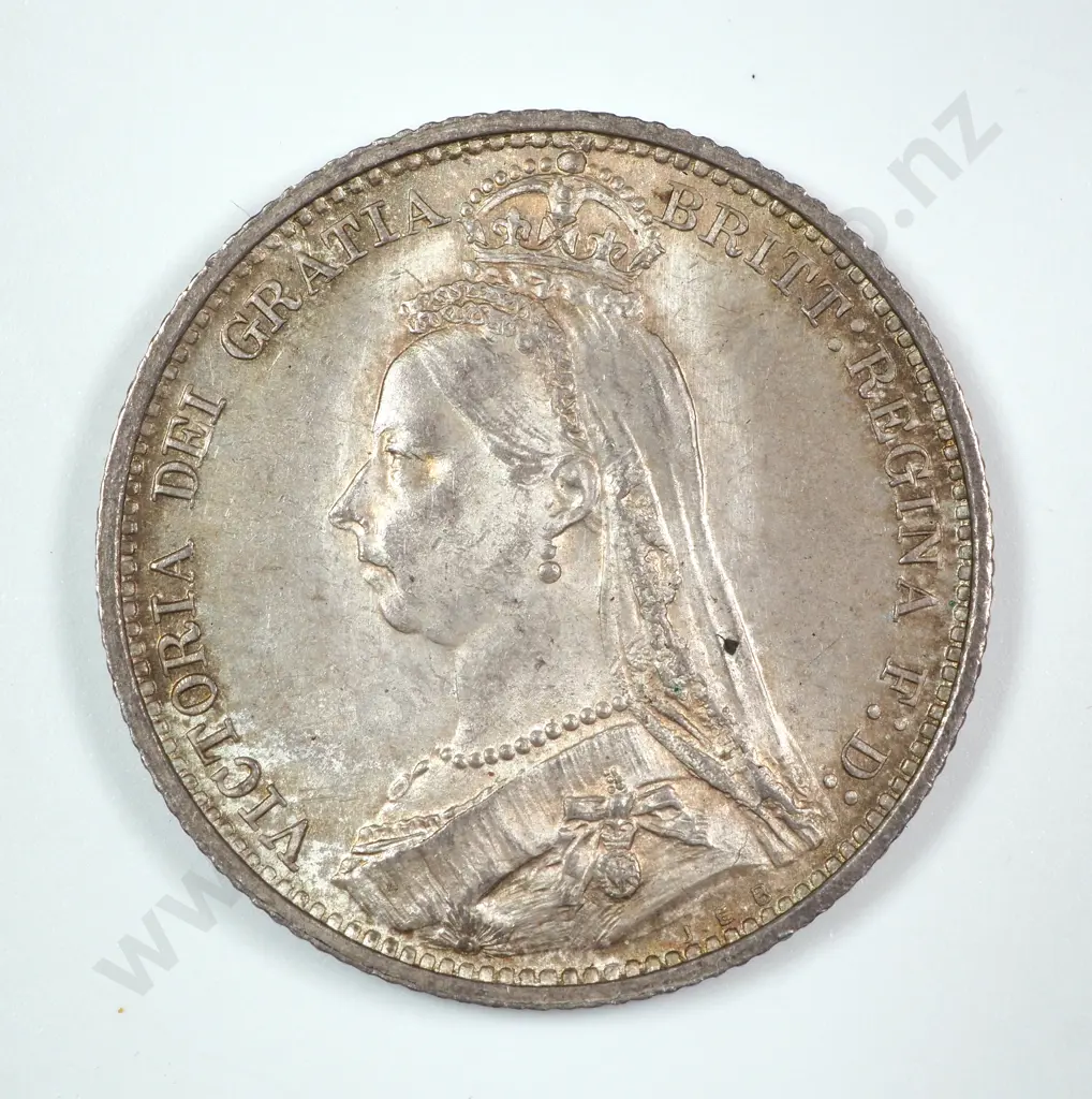 Sixpence: 1887 Jubilee Head Victoria ( SIX PENCE Reverse ) - Almost Uncirculated Image 1++