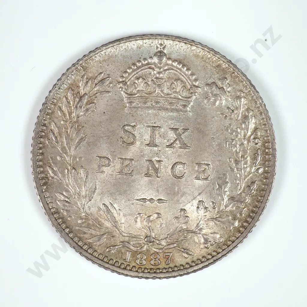 Sixpence: 1887 Jubilee Head Victoria ( SIX PENCE Reverse ) - Almost Uncirculated Image 1++