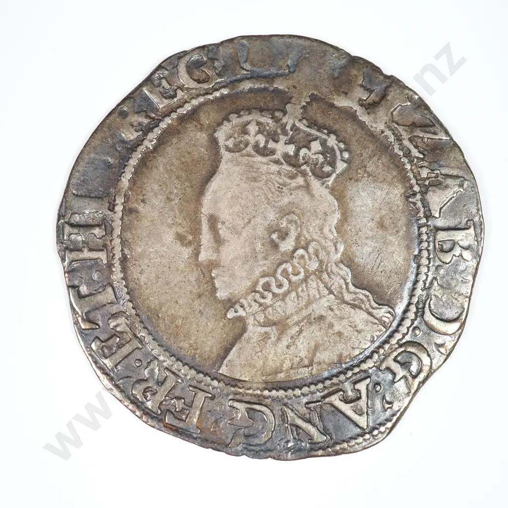 Shilling: 1594-96, Elizabeth I, 2nd Issue, Mintmark Woolpack, Spink Number 2577 - Very Fine Image 1++