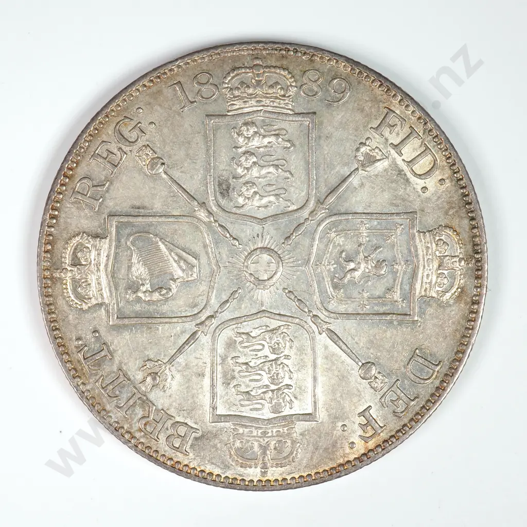 Double Florin - Four Shillings: 1889 Inverted I - Almost Uncirculated Image 1++