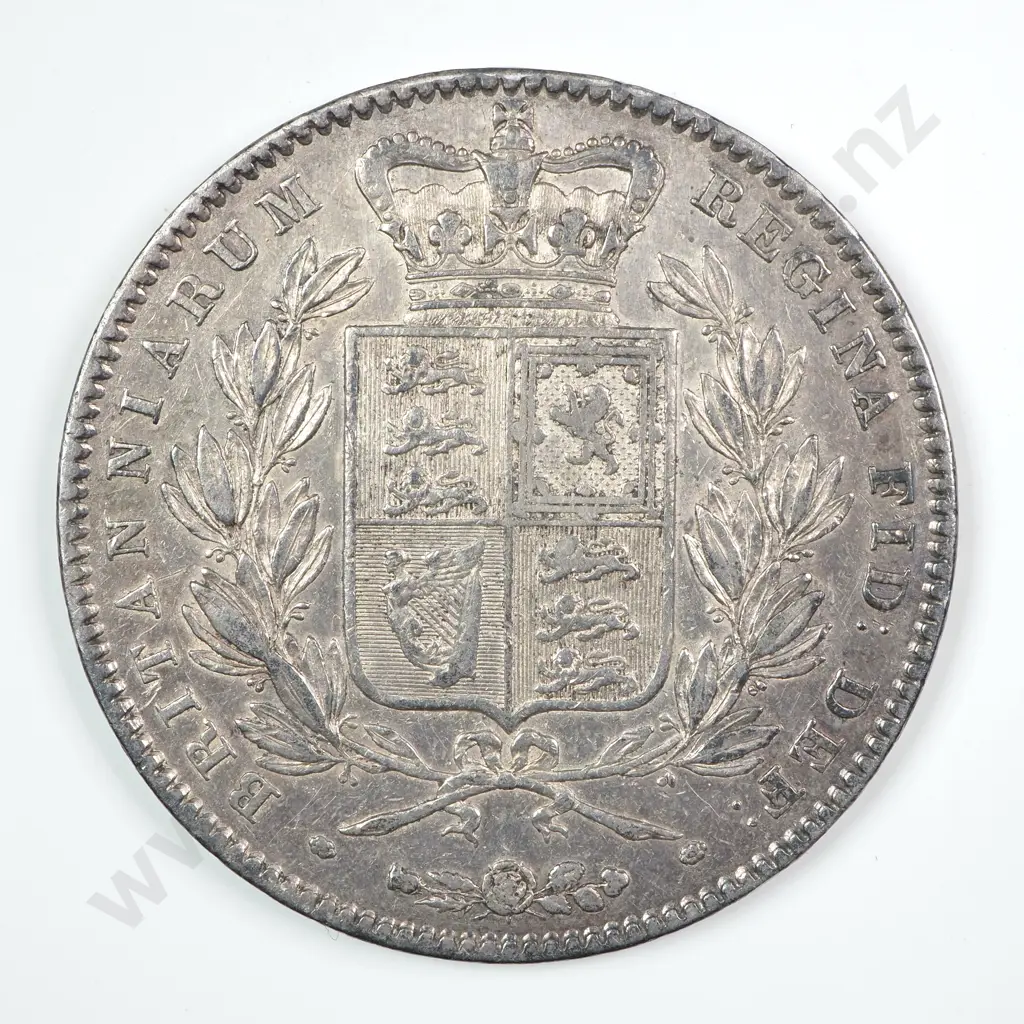 Crown - Five Shillings: 1844 Cinquefoil Stops - Very Fine Image 1++
