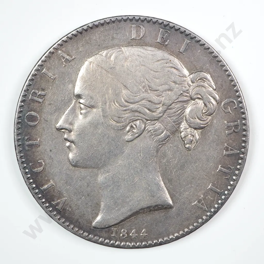 Crown - Five Shillings: 1844 Cinquefoil Stops - Very Fine Image 1++