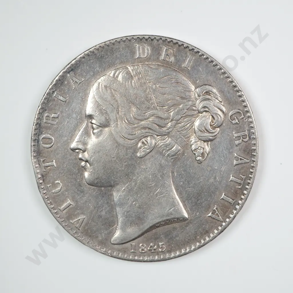 Crown - Five Shillings: 1845 - Good Very Fine Image 1++