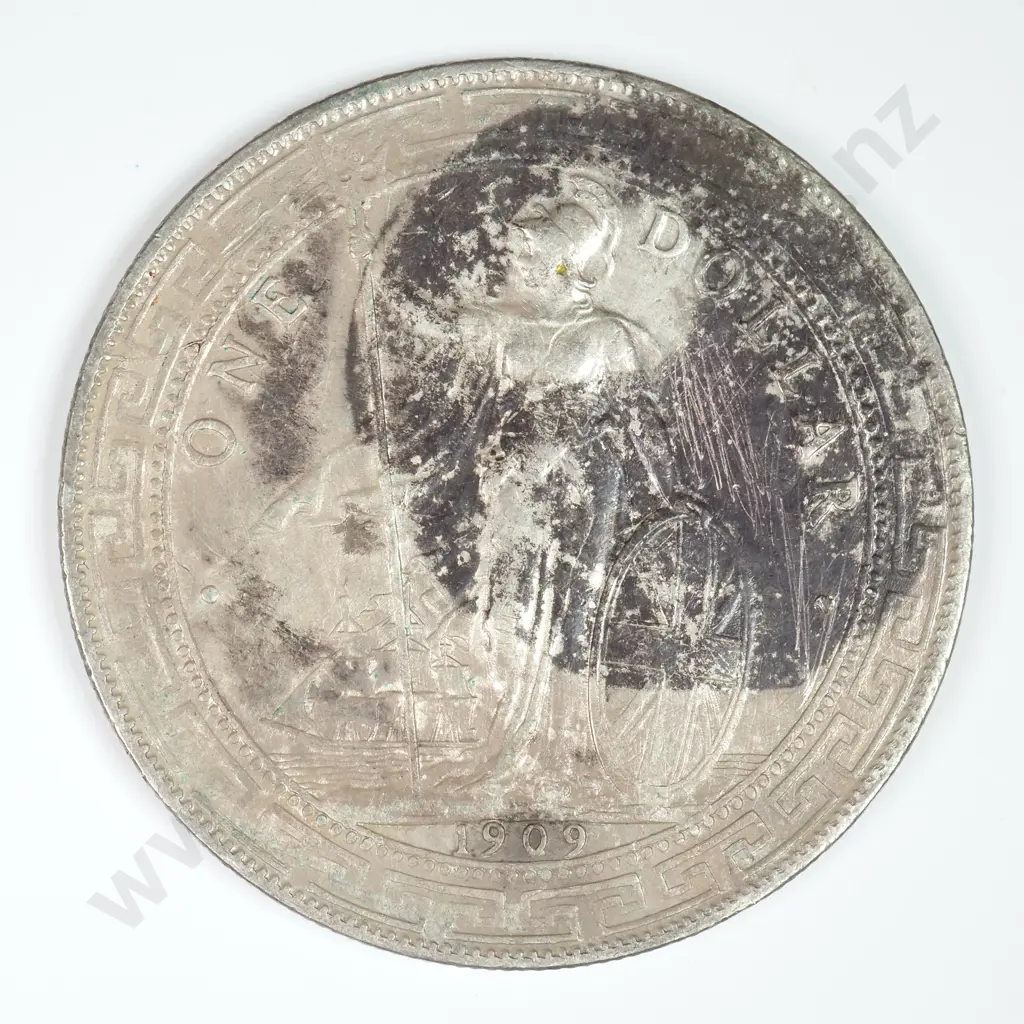 Misc: 1909 Trade Dollar - Very Fine ( Stained ) Image 1++