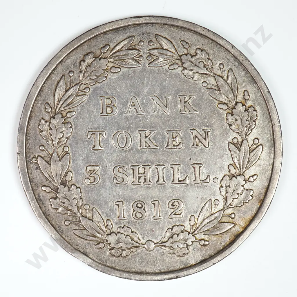 Misc: 1812 Three Shillings Bank Token - Extremely Fine Image 1++