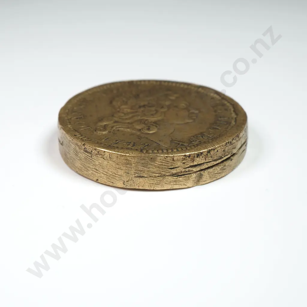 Misc: 1757 Brass Three Pound Twelve Weight - Very Fine Image 1++
