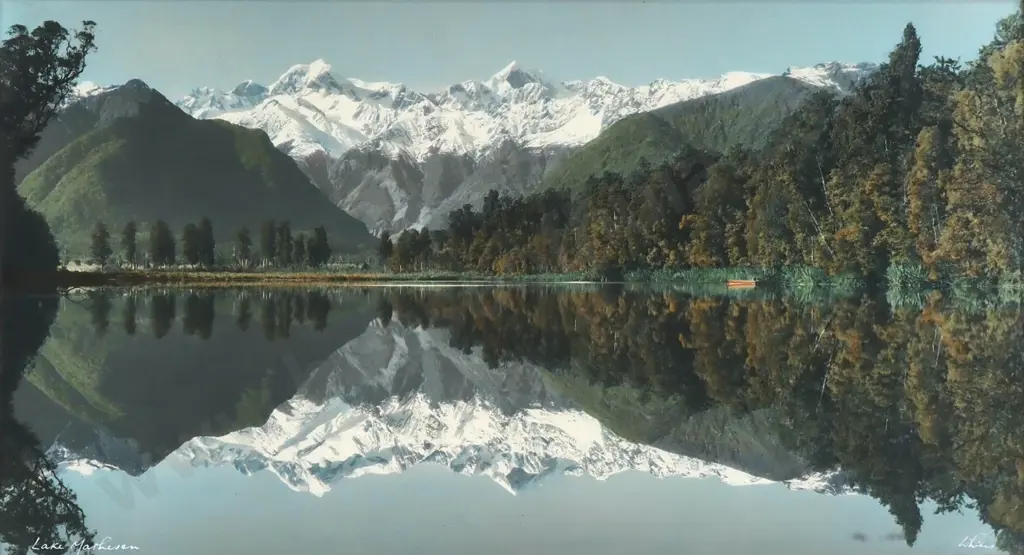 Whites Aviation - 'Lake Matheson' Hand Coloured Photograph Image 1++