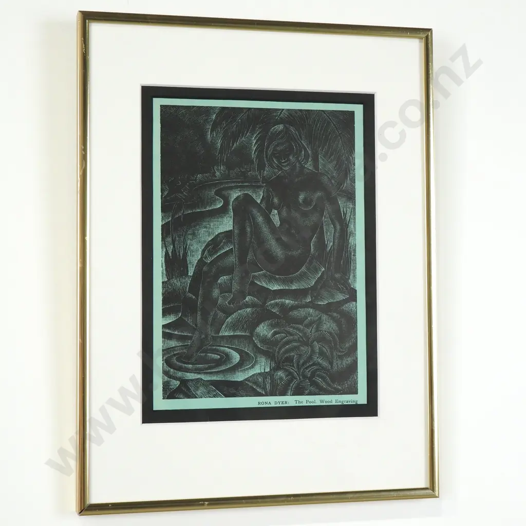 Rona Dyer - The Pool, Linocut on Coloured Paper. Image 1++