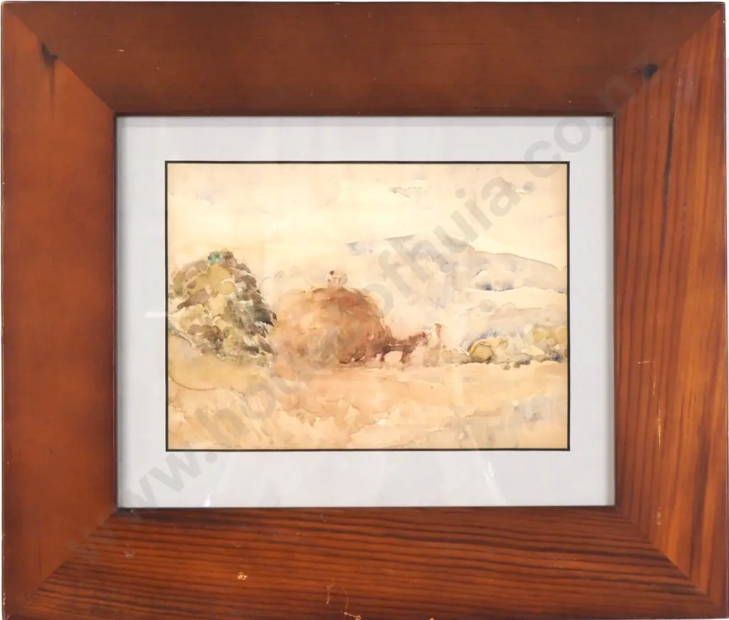 Attrib Margaret Stoddart - Haystack & Mule, Watercolour Image 1++