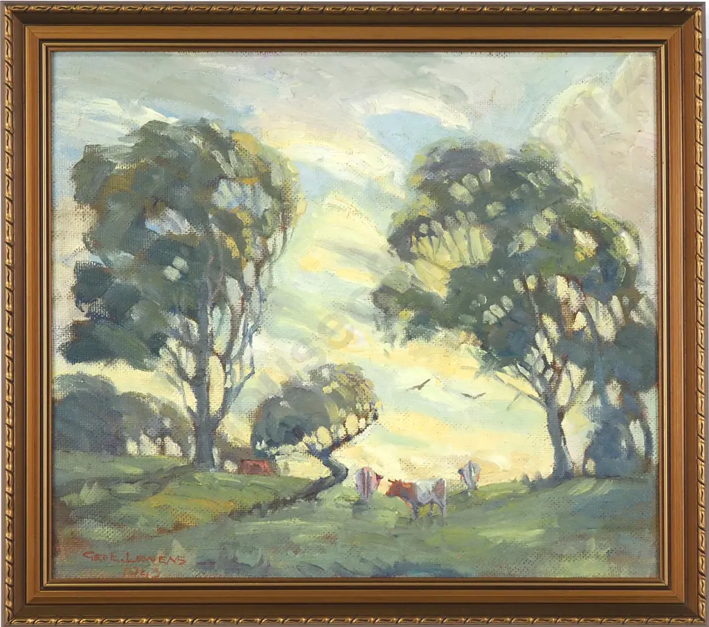 George E. Lewens - 'Windy Evening', Oil on Board (1943) Image 1++