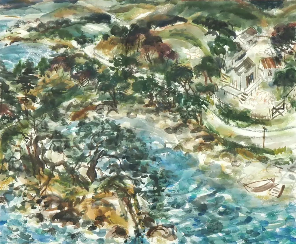 Richard Chrisp - 'Ohinewai - Moehau, West of Kaikohe', Watercolour (1994) Image 1++