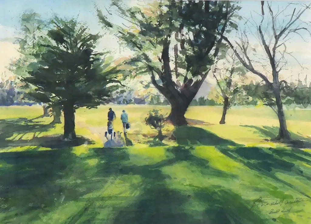 A Aiken - Untitled Golfing Scene, Watercolour Image 1++