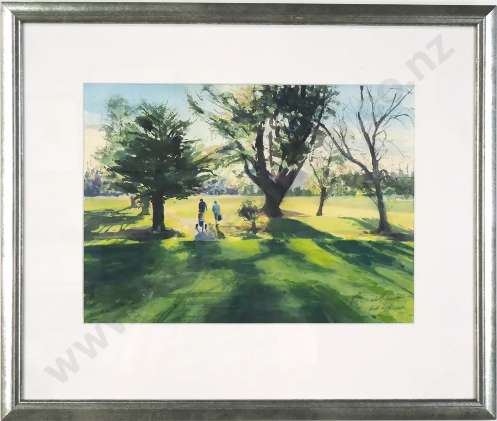 A Aiken - Untitled Golfing Scene, Watercolour Image 1++
