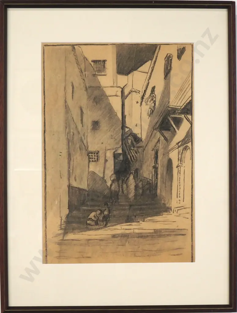John Weeks - Moroccan Street Scene, Conté Image 1++