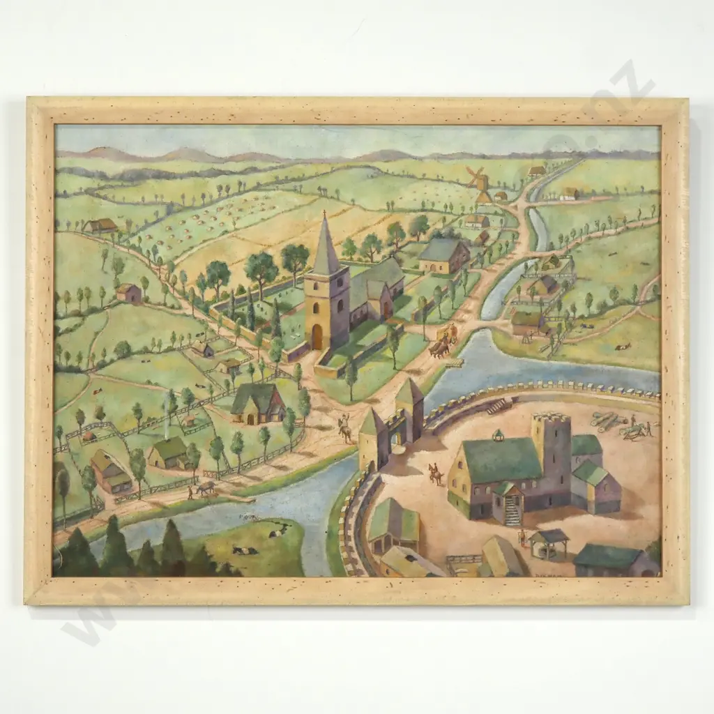 Dykman - Medieval City, Oil on Board Image 1++