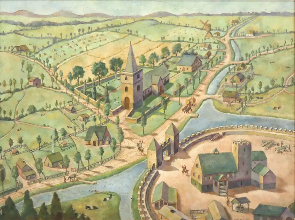 Dykman - Medieval City, Oil on Board Image 1++