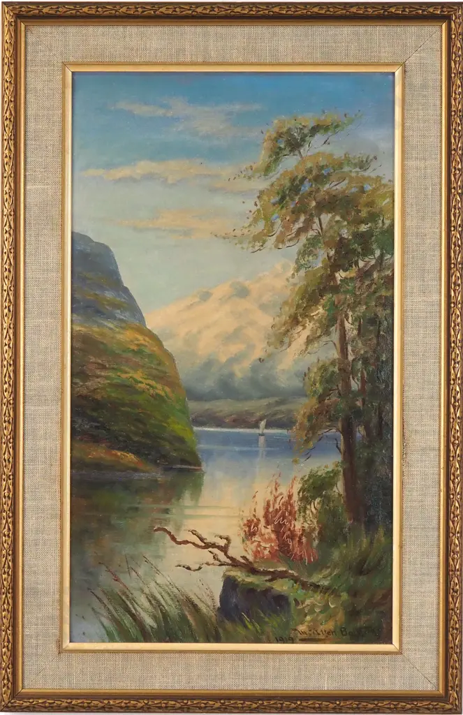 W. Allen Bollard - Landscape, Oil on Board (1919) Image 1++