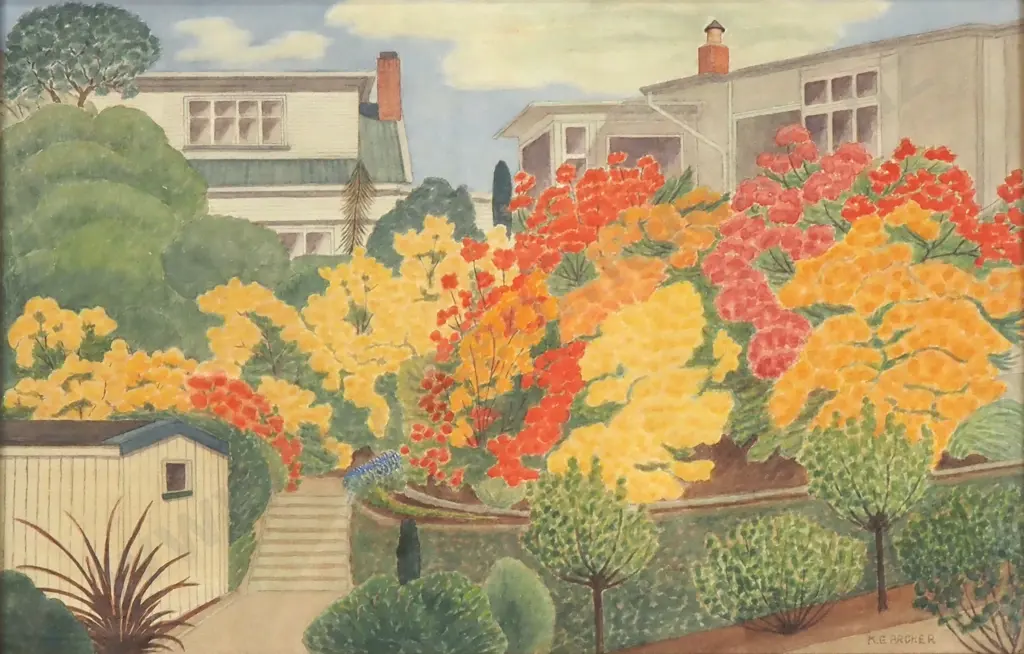 K. G. Archer - Garden in Bloom, Watercolour Image 1++