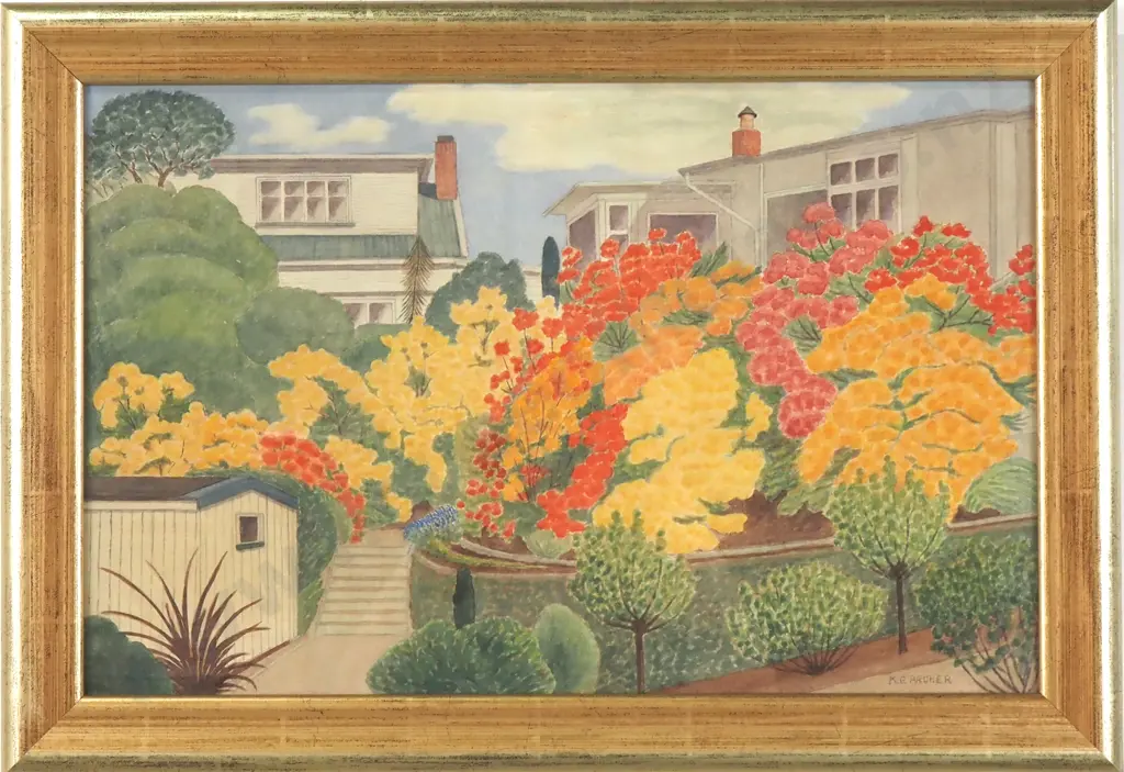 K. G. Archer - Garden in Bloom, Watercolour Image 1++