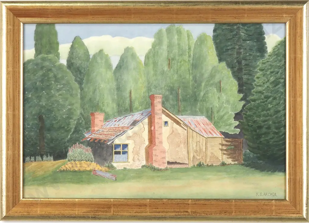 K. G. Archer - Charming Farmhouse, Watercolour Image 1++