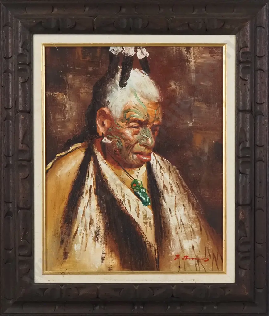 Unknown - Maori Chief, Oil on Canvas Image 1++