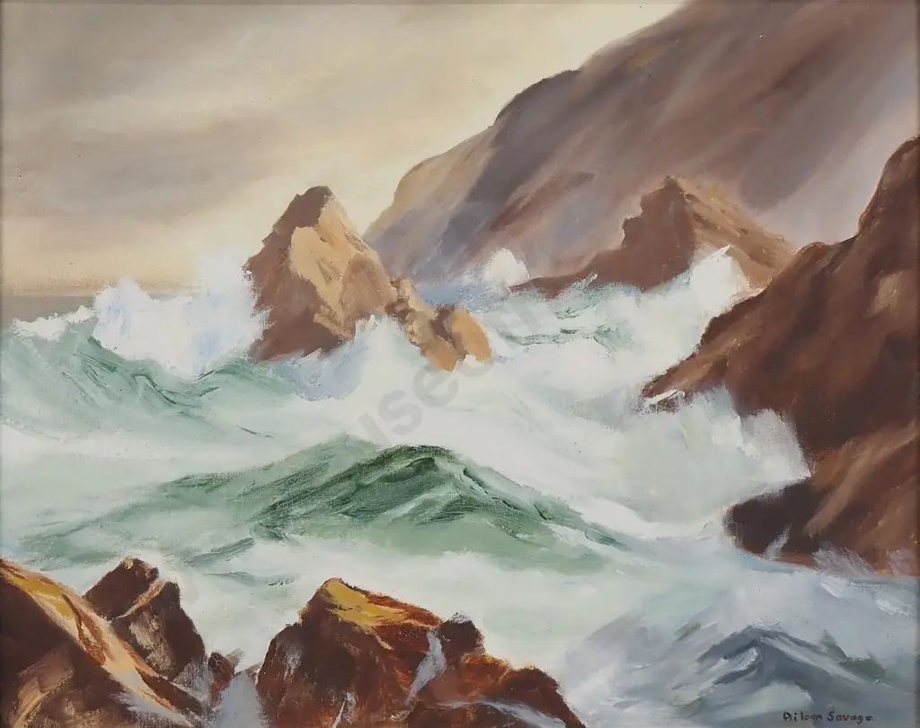Aileen Savage - Seascape, Oil on Board Image 1++