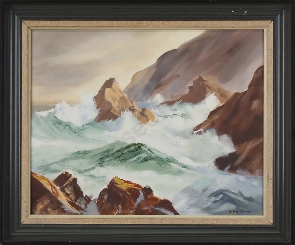 Aileen Savage - Seascape, Oil on Board Image 1++