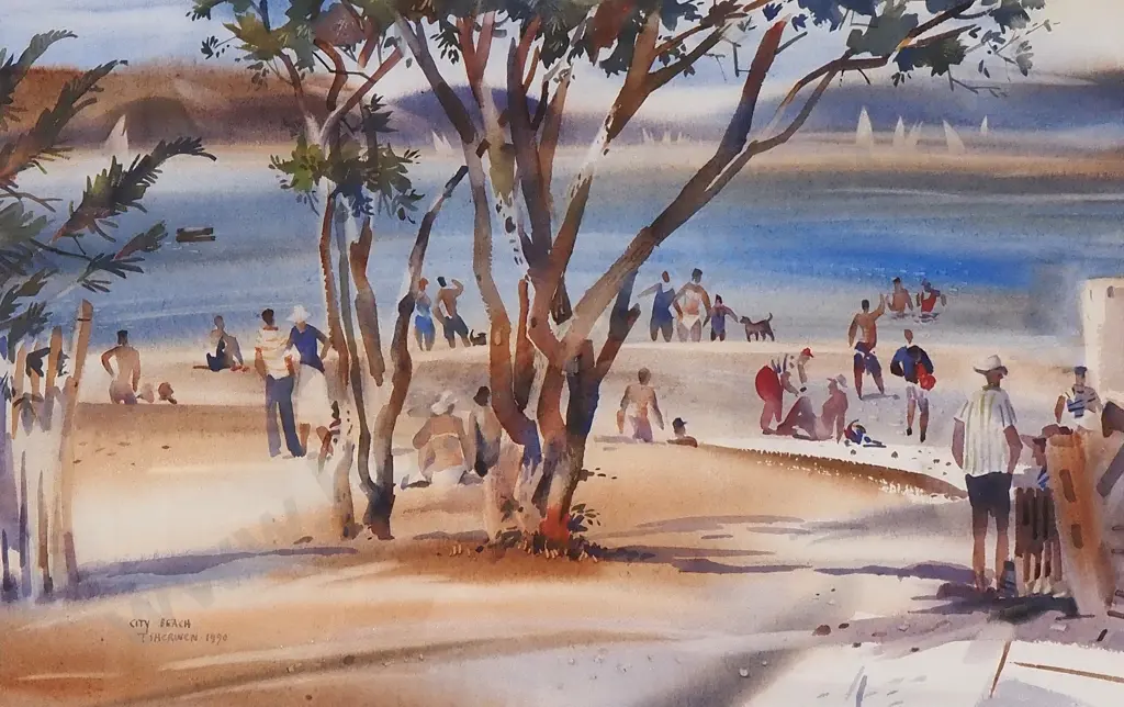 Ted Sherman - City Beach, Watercolour Image 1++